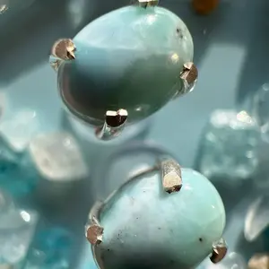 Larimar Earrings – Cloud Spirit Mini(6×4mm, 925 Silver) LAR-E-D06