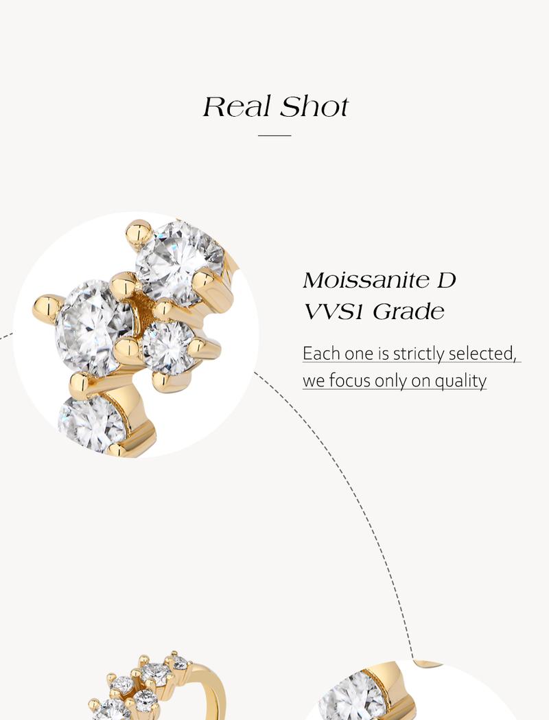 ATTAGEMS Sparkling D Color Lab-Created Moissanite Ring 925 Sterling Silver Casual Design Party Anniversaty Birthday Ring Gift for Women Unisex R304