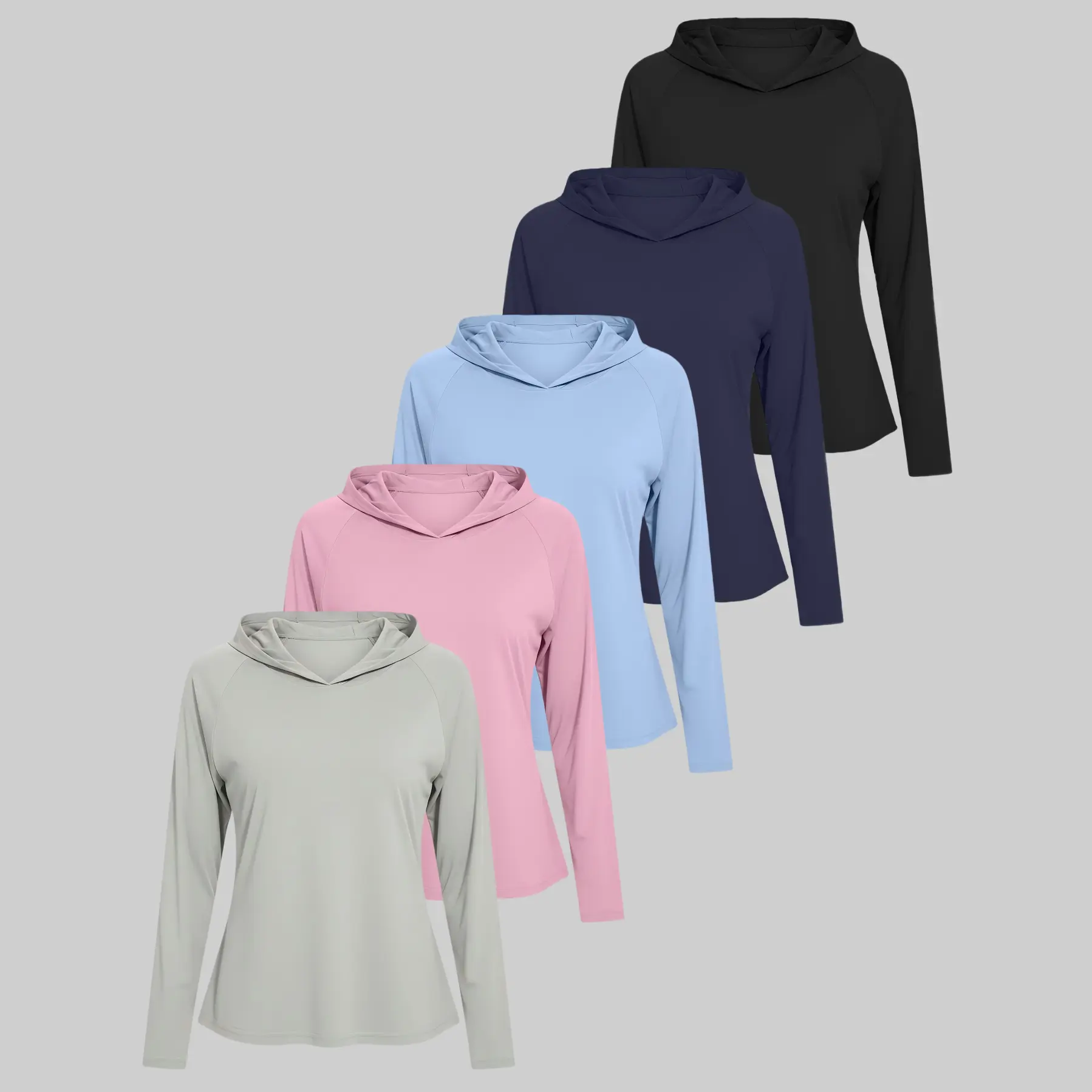 Women's 5-Piece Hoodie Set Soft Long-Sleeve T-Shirts in Multiple Colors for Workouts & Casual Wear Versatile Styling Everyday Basic Sweatshirts Tops - Womenswear,summerwins summerwins,travel essentials,camping essentials