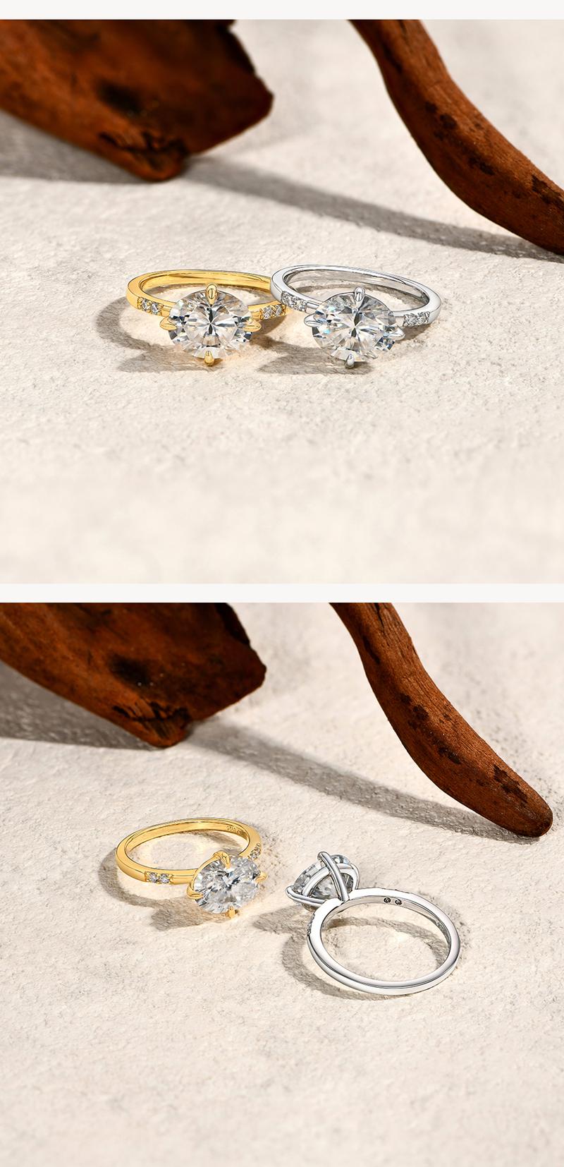 ATTAGEMS D VVS1 Color Oval Cut 3CT Synthetic Moissanite Ring for Women 925 Sterling Silver Classic Engagement Wedding Anniversary Fine Jewelry Gift R288