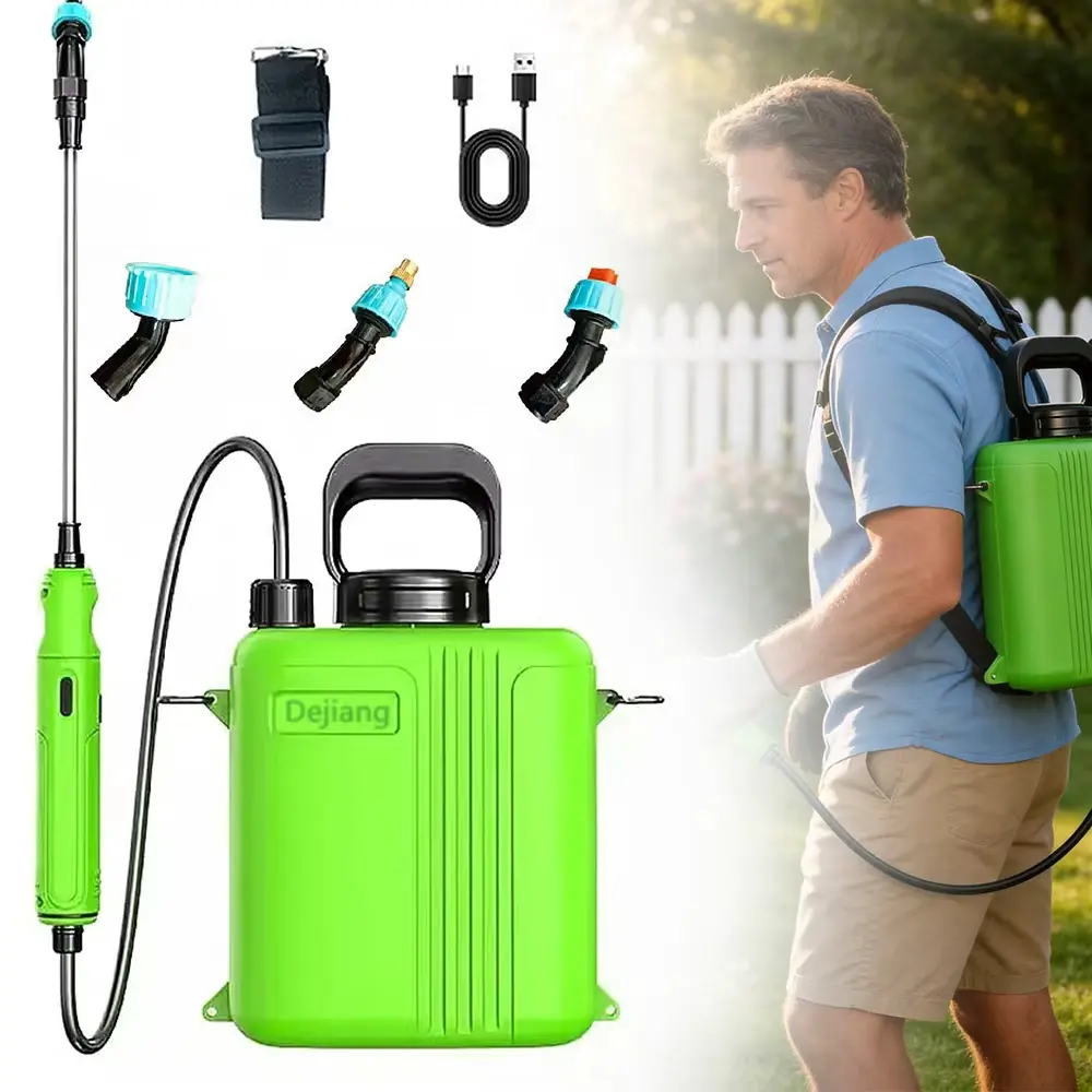 1.35 Gallon Battery Powered Sprayer, 2-Speed Electric Weed Sprayer with Battery Indicator, Adjustable Pressure Garden Sprayer with Telescopic Wand & 3 Nozzles, Rechargeable Lawn & Yard Sprayer for Pest Control