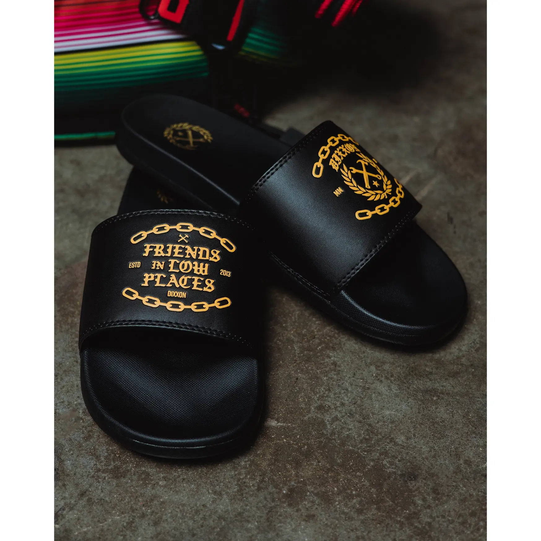 Friends in Low Places Slides - Gold & Black