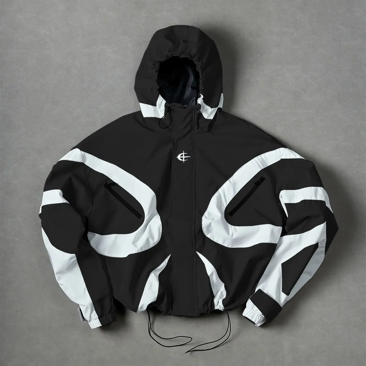 Men’s Color-Block Hooded Windproof Coat - Menswear Tops with Drawstring Hem, Stylish Sportswear for Everyday Outings, Outdoor Hiking, Coats