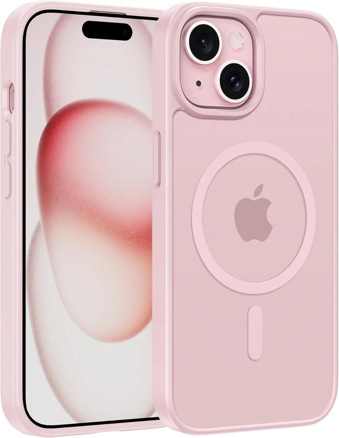 iPhone 15 Case: for iPhone 14 Case & iPhone 13 Case [Compatible with Magsafe] Translucent Matte Magnetic Phone Cover - Military Grade Drop Protection Shockproof Protective Cases - Pink