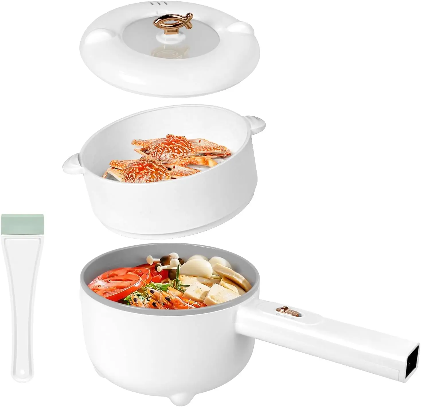 Electric Hot Pot 2L, 700W Portable Multi-Purpose Cooker | Dual Power Control, Non-Stick Pot for Noodles, Steak, Eggs, Ramen, Oatmeal, and More