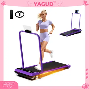 【Adjustable Incline】 YAGUD Foldable Treadmill, Low-Noise Motor Walking Pad, 265lbs Weight Capacity, Remote Control & Wheels for Easy mobility, Comes with Free Resistance Bands, Dual Shock-Absorption System