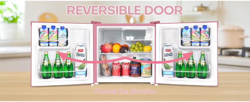 Upstreman mini fridges 1.7 Cu.ft with Freezer Pink FR17 Adjustable Thermostat Energy Saving Low Noise Single Door Compact Refrigerator for Dorm Office Can Bedroom