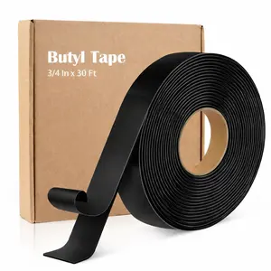 Butyl Tape, 3/4 Inch x 30 Feet Heavy‑Duty Black Waterproof Tape, Butyl Sealing Tape for RV sealing, Camper, Trailer, Boat,  Window, Roof, and Pipe Sealing & Patching