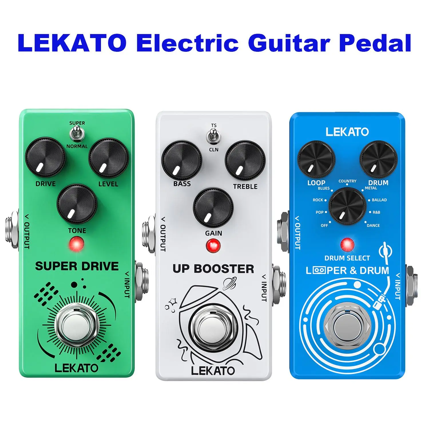 LEKATO SUPER DRIVE OD-02 Mini Overdrive Guitar Pedal TS Green Box Overdrive 2 Modes Super and Normal for Electric Guitar True Bypass