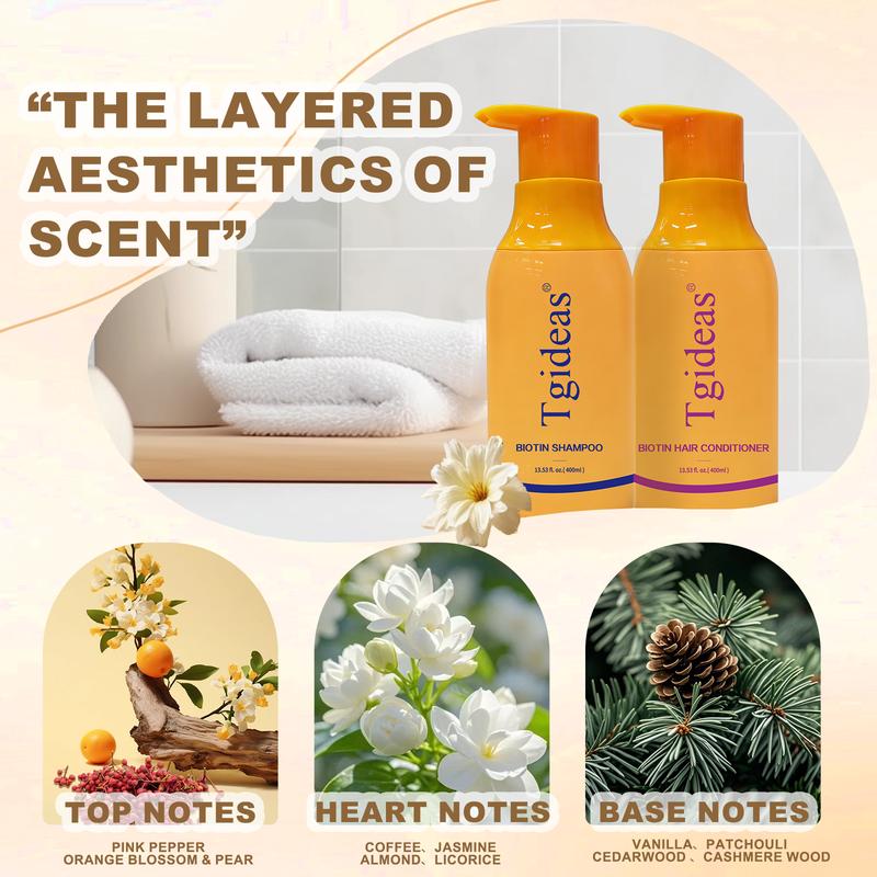 Tgideas Routine Wellness Anti-Thinning Hair Set Biotin DHT Blocker Shampoo & Conditioner for Women Men 2-Pack Root Nourishment Scalp Fortifying