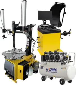 24'' Rim 1.5HP Tire Changer w/Assist Arms and 10''-24'' Rim Tire Balancer Combo and 3HP Oil-Free Air Compressor for Tire Repair and Wheel Balancing Garage Shop Equipment w/ 1 Year Full Warranty