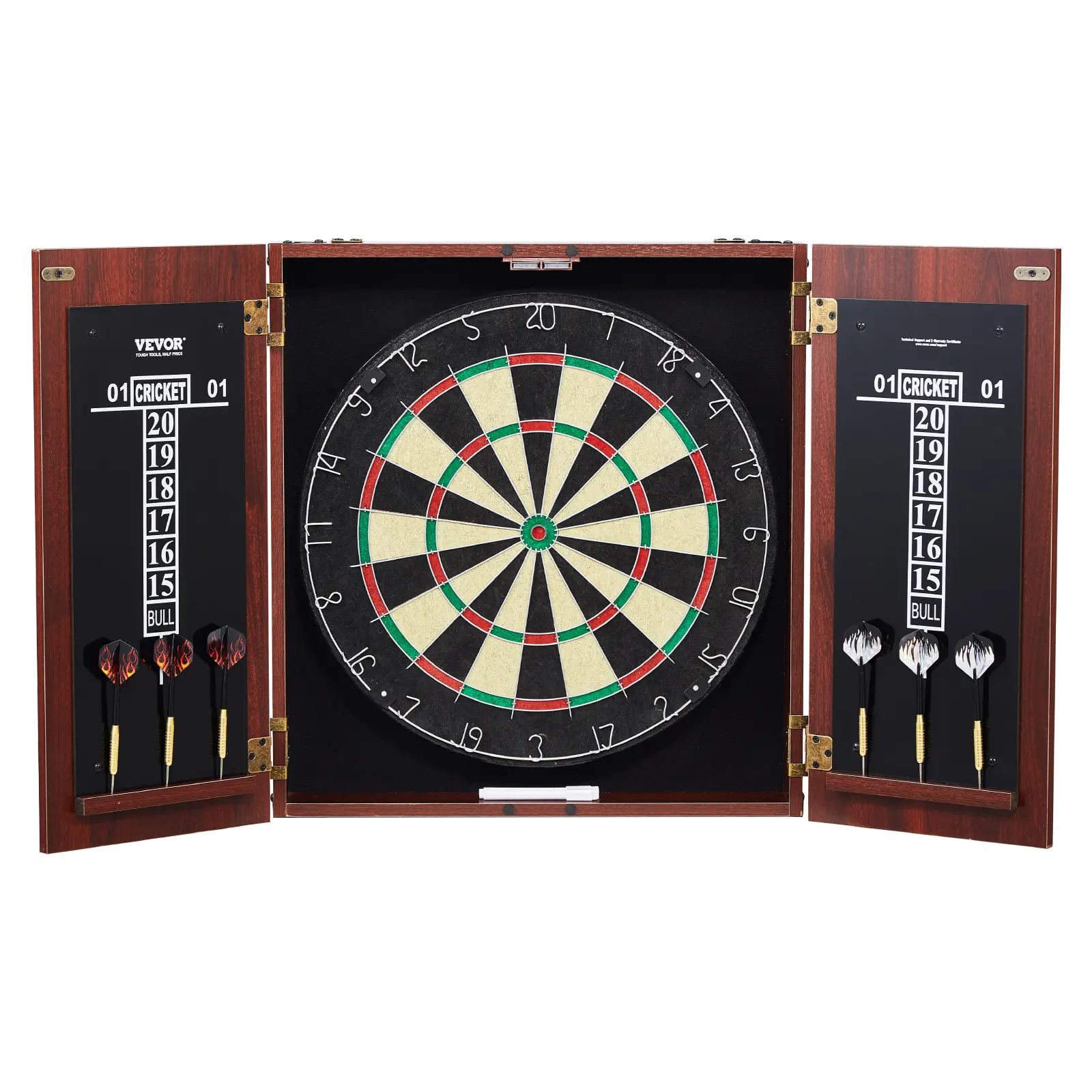 【DealsForYouDays】VEVOR Dartboard and Cabinet Set, Ready-to-Play Bundle Official Size Dartboard Cabinet, Steel Tip Dart Hideaway Cabinet, Features Easy Assembly, Complete with All Accessories, Perfect for Cricket Games