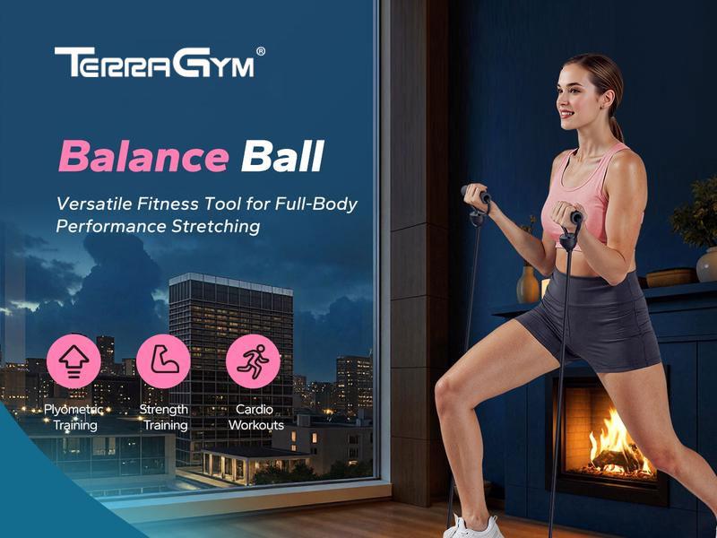 Terra Gym Half Exercise Balls Trainer Balance Ball Trainer 2-in-1 Yoga Ball with Resistance Bands & Game Mode Core Stability & Full-Body Home Fitness Workout Equipment