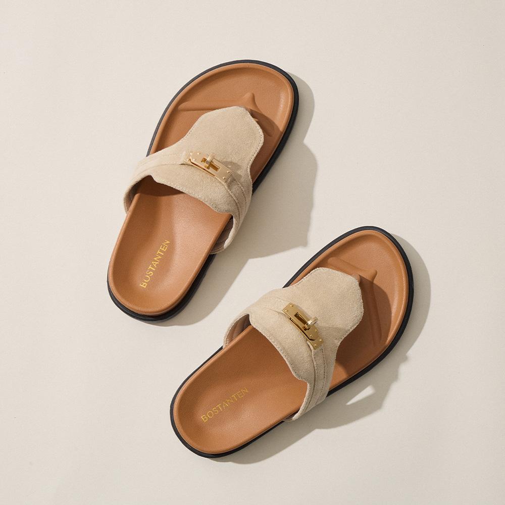 Bostanten Suede Womens Slides Sandals with Arch Support,Fashion&Comfort Women Sandals for Summer,Casual Stylish for Everyday Wear