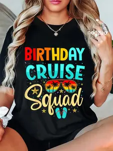 100% Cotton Birthday Cruise Squad Cruising Vacation Funny Crew T-Shirt