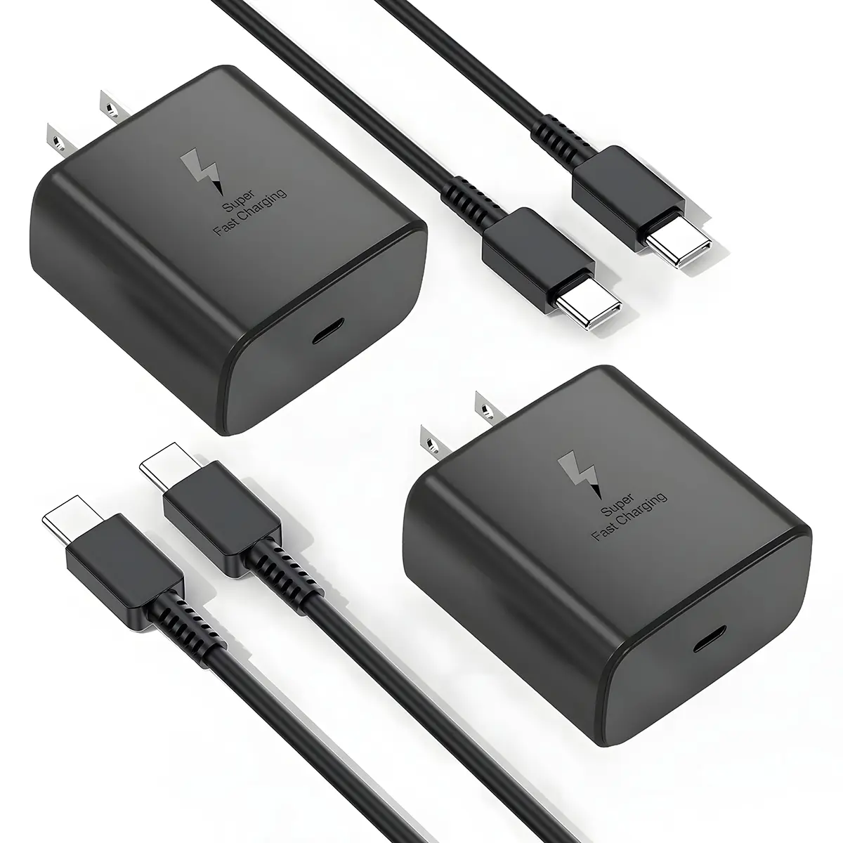 QWQ 2-Pack 60W USB-C Fast Charger with 6.6ft Type-C Cable, Electronic Wall Adapter for Samsung Galaxy S26/S25, iPhone 17/16/15, Smartphone & Cellphone Charging Devices