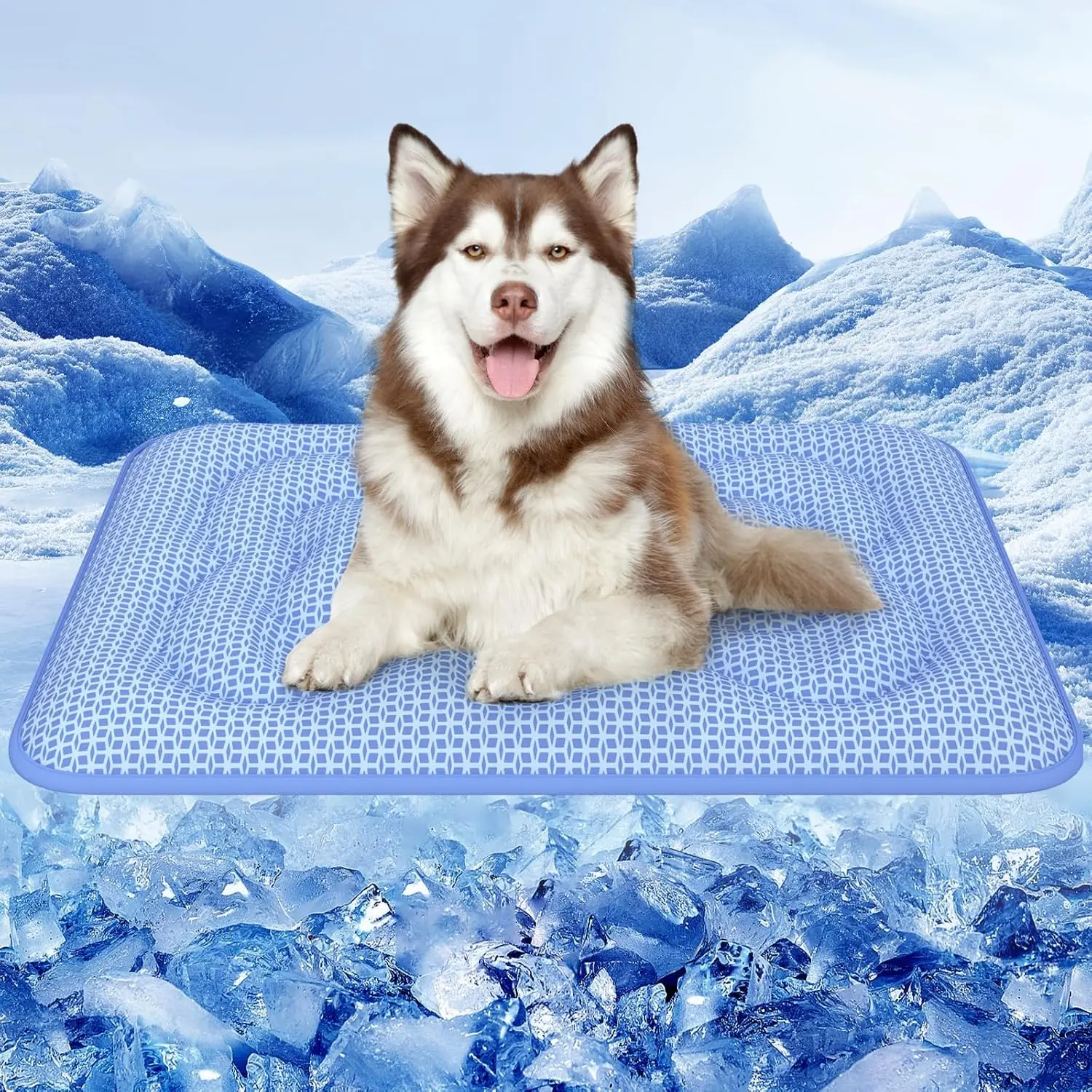 Elegear Argyle Contemporary Dog Cooling Mat - 3-5x Thicker, Reversible Arc-Chill 3.0 PCM Tech (Q-Max>0.5), Endothermic Color-Changing Bedding, Polyester Fiber, Temperature Control, Waterproof, All-Season Portable Travel Pet Cooling Bedding