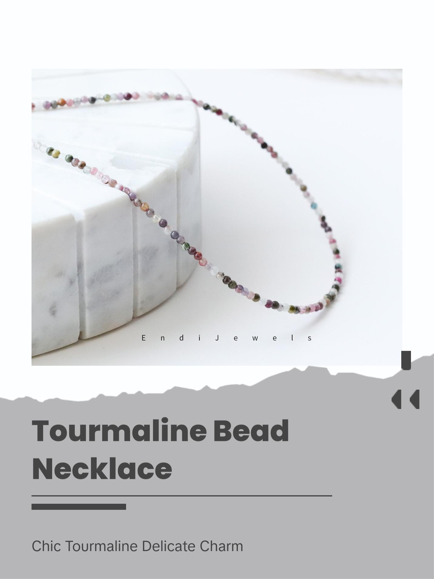 Tourmaline 3mm Round Beaded Choker, Bracelet, Natural Gemstones