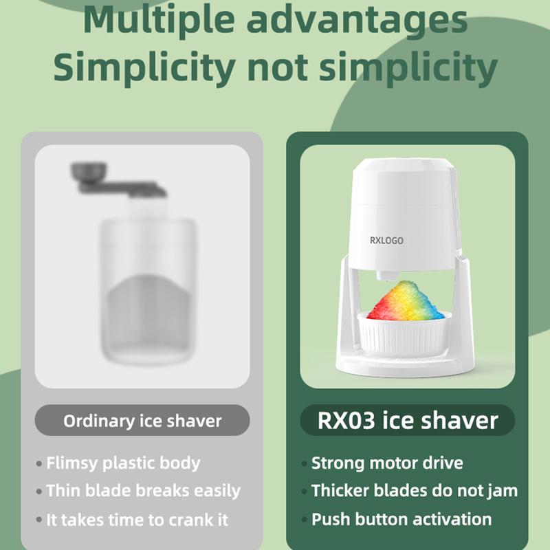 Snow Cone and Shaved Ice Machine: Adjustable 2 Textures Portable Electric, White Powerful Motor Two Position Adjustment, Surprise for Christmas Xams Halloween Party