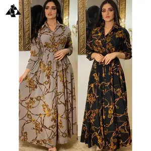 JHG-Muslim Abaya Dress Women Ramadan Print Shirt Dresses Autumn  Turkey Islamic Vestidos Elegant India Moroccan Kaftan Arab 2025
