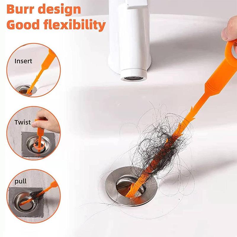 【FaddishDeal】5pcs Hair drainage tools, bathroom pipe unclogging tools, sewer plastic pipe cleaners, drainage tools, kitchen sink hoses Barbed Snake.