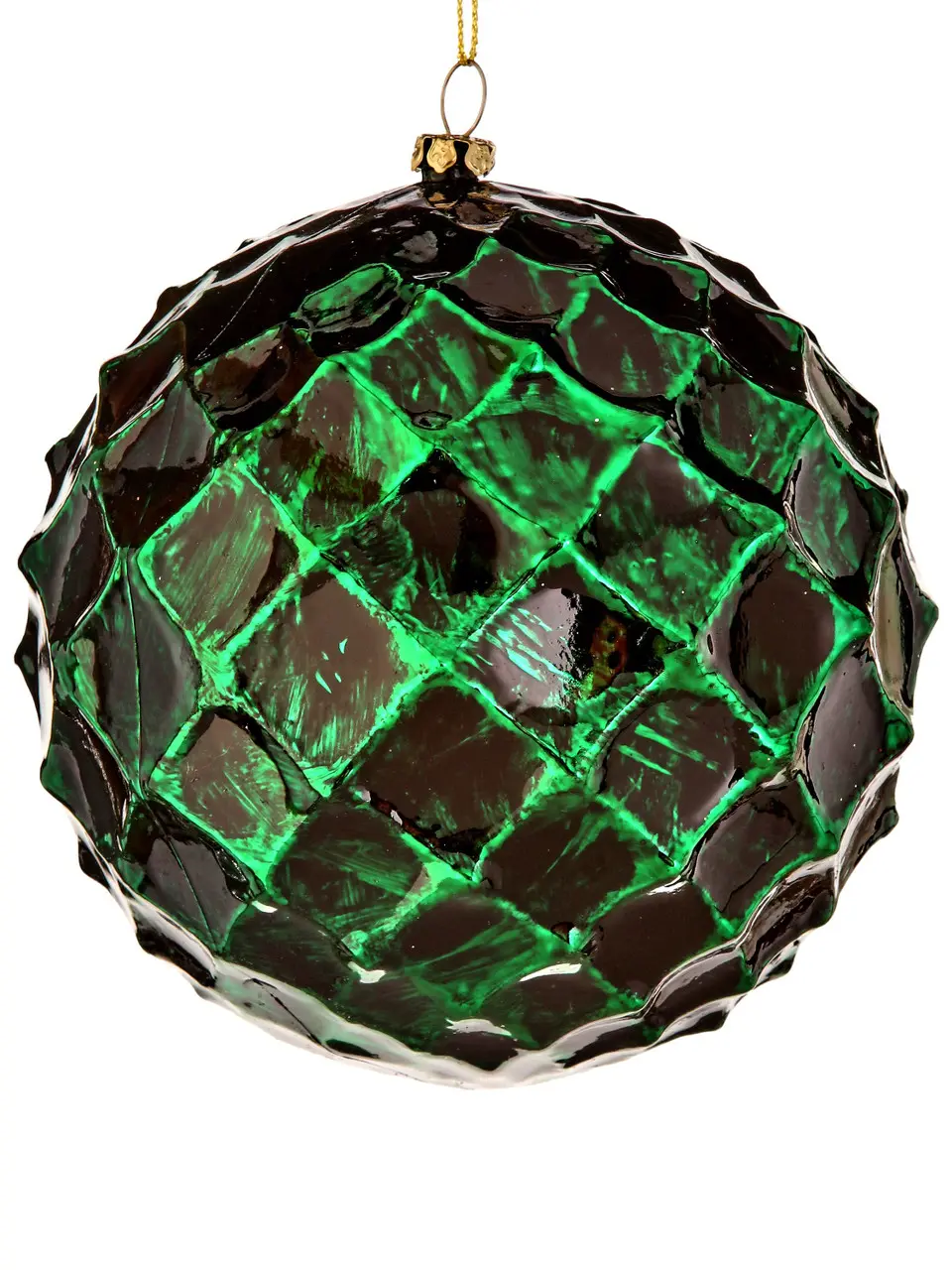 4.72" Emerald Honeycomb Candy Ball Ornament