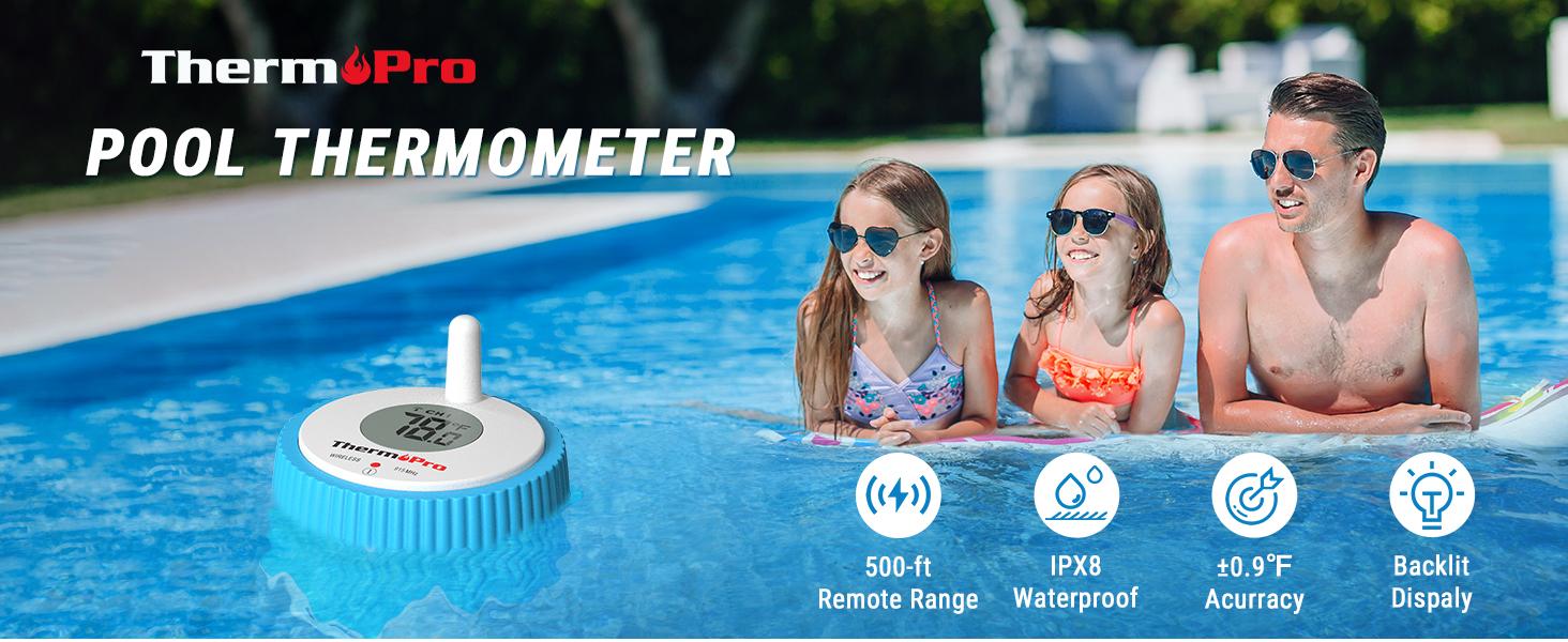 [Pool Accessories] Floating Wireless Swimming Pool Thermometer,  Digital Indoor Hygrometer Easy Read, Large Size, IPX8 Waterproof for Hot Tub/SPA/Aquarium/Pond/Ice Bath Tool Fathersdaygift