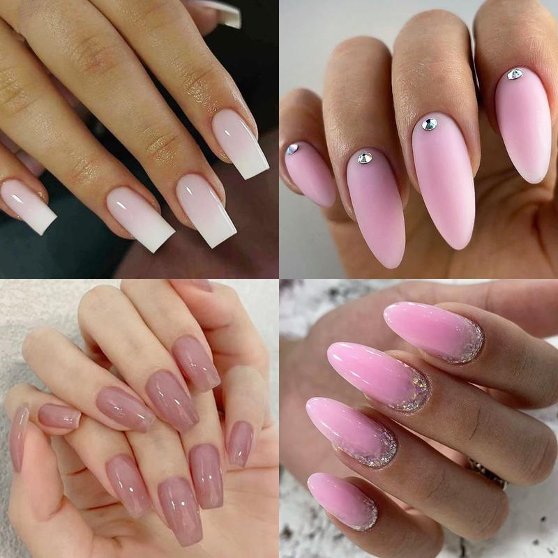 Fcozpjk Poly Nail Gel Kit White Mauve Nude Pink Builder Nail Gel Kit With Slip Solution Dual Nail forms Nail Clips for Poly Gel Nail Starter Kit Extension Manicure Set Acrylic Brush nails kit set