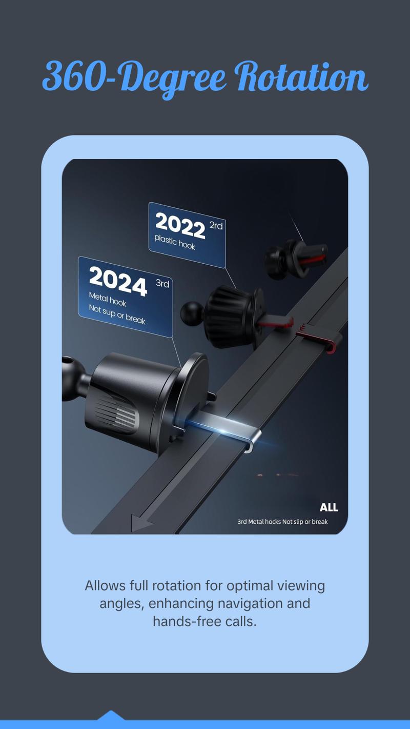 2025 Wider Clamp & Metal Hook Car Phone Holder Vent [Thick Cases Friendly] Phone Holders for Your Car Mount Automobile Hands Free Cradle Air Vent for iPhone 16 15 14 13 Pro Max Smartphone