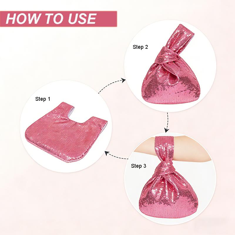 B2PRITY Sequin Wrist Bag Women's Mini Portable Wristlet Knot Pouch Sparkly Small Cute Evening Wallet Handbag Purse