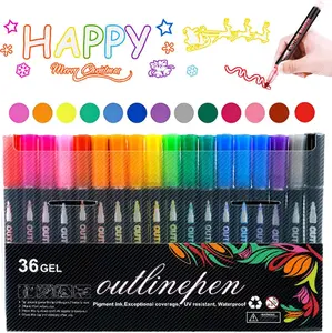 Dreamy Sparkle Dual-Line Contour Pen - Self-Outline Metallic Glitter Double-Line Markers for Nail Art, Scrapbook Crafts, Acrylic Painting, with Colorful Precision & Diamond Painting Set Compatibility