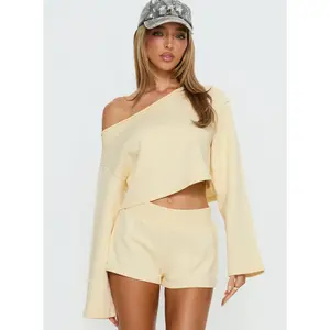 Retreat Raw Edge Off Shoulder Jumper Buttercream