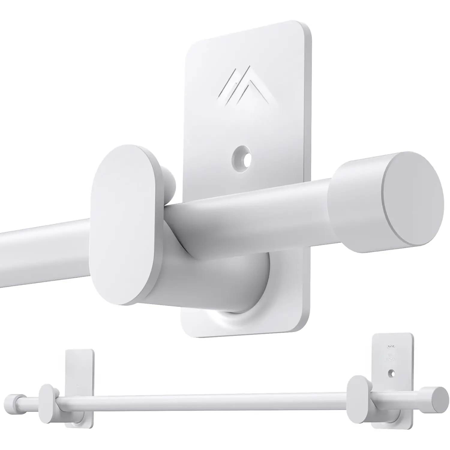 Curtain Rods No Drilling for Windows 30 to 90 Inches,5/8 Inch Diameter No Drill Small Curtain Rod Set with 3M Adhesive Brackets, White