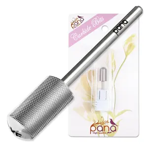 PANA 3/32" Large Smooth Round Top Safety Carbide Nail Drill Bit for Gel Polish & Acrylic Removal Nail Salon Manicure Pedicure Electric File Tools (Large Barrel - Silver, Extra Fine)