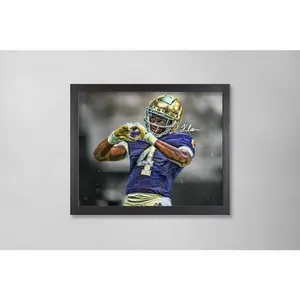 Jeremiyah Love Autographed Poster: Notre Dame Fighting Irish NCAA Art