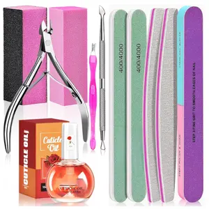 Daily Nail Care Manicure Tools Kit with 3 Nail Files, 2 Buffer Blocks, 2 Polishing Buffers, Nipper, Pusher and Cuticle Oil, Nail File