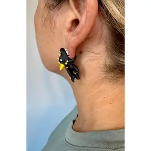 Dragon Chomper Earrings | Fantasy Jewelry | Mythical Creature Earrings | 3D Printed Dragon Gift | Statement Cosplay Earrings