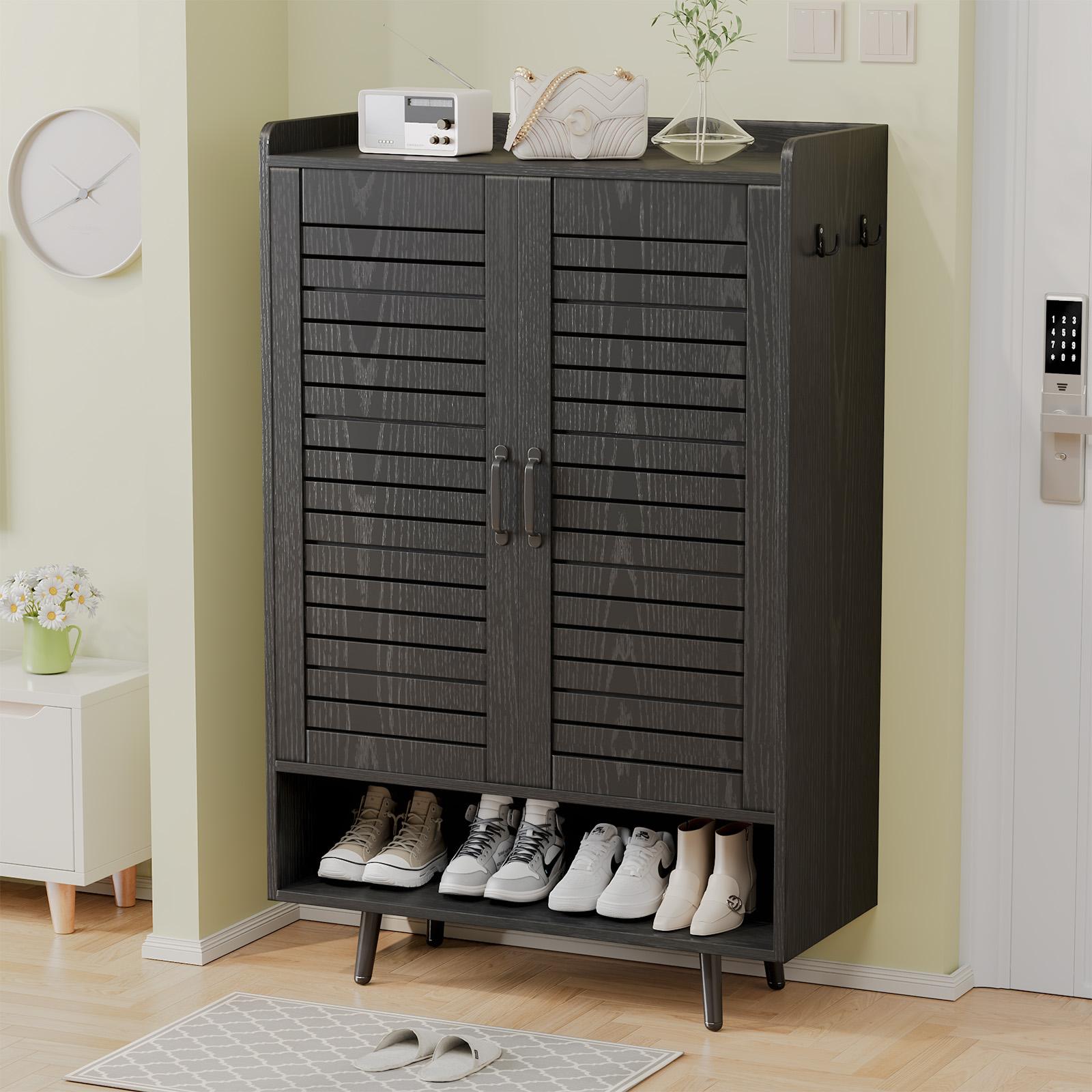 COZPAW Rattan Shoe Cabinet with 2 Flip Drawers, Shoe Storage Cabinet for Entryway, Narrow Shoe Rack Cabinet, Freestanding Hidden Shoe Organizer for Hallway, Living Room COZPAW Rattan Shoe Cabinet with 2 Flip Drawers, Shoe Storage Cabinet for Entryway, Narrow Shoe Rack Cabinet, Freestanding Hidden Shoe Organizer for Hallway, Living Room