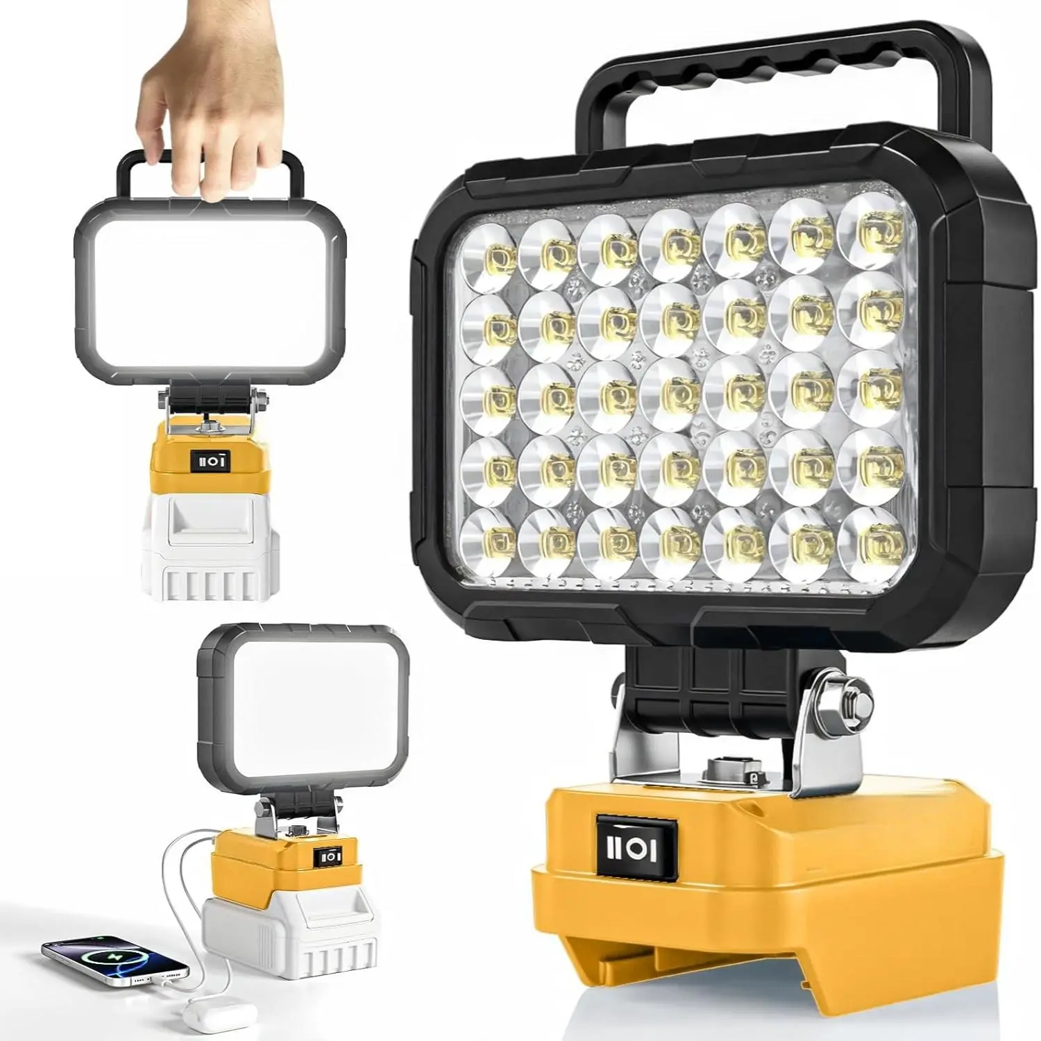 35 LED Work Light  Compatible with Dewalt 20V Max Battery 78W Cordless Jobsite Flood Light Dual USB-A Charging Ports Bright Portable Outdoor Flashlight Battery Not Included