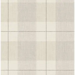 NextWall Neutral Lenox Hill Plaid Peel and Stick Wallpaper