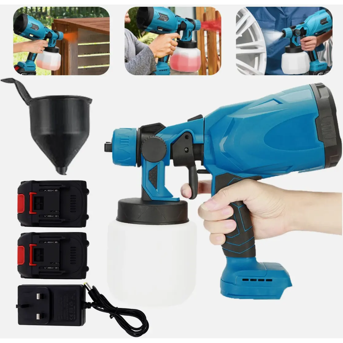 Cordless HVLP Paint Sprayer Gun Kit, 600W Handheld Rechargeable Painter, Multiple Nozzles & 3 Spray Patterns, Easy‑Clean Portable Tool for Furniture, Garden Fence and Household Renovation