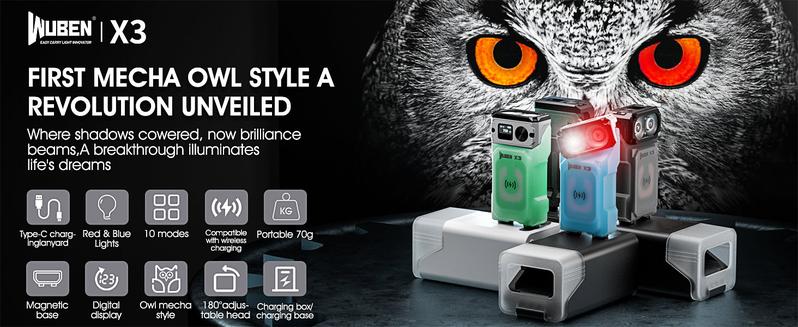 【Big Savings】WUBEN X3 Premium Edition EDC Flashlight, 180° Rotating Head, 3000mAh Rechargeable Charging Box, Magnetic Keychain Light with 10 Modes for Camping / Outdoor / outdoorfun, Holiday Gifts Christmas New Year