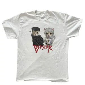 Berserk Cat T-Shirt, Berserk Anime Tee, Gifts Shirt, Unisex Vintage Graphic Tees Gothic Grunge Y2k Emo Scene Amity Affliction Style Clothes Men Women Streetwear
