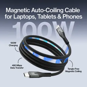 STATIK MagStack USB-C: USB-C to USB-C Cable | 100W Fast Charge | 480Mbps Data Sync | Tangle-Free Braided Nylon for MacBook Pro Air iPad iPhone 15 16 Android Samsung Galaxy | Durable Electronic | Computer | Cellphone | Charger