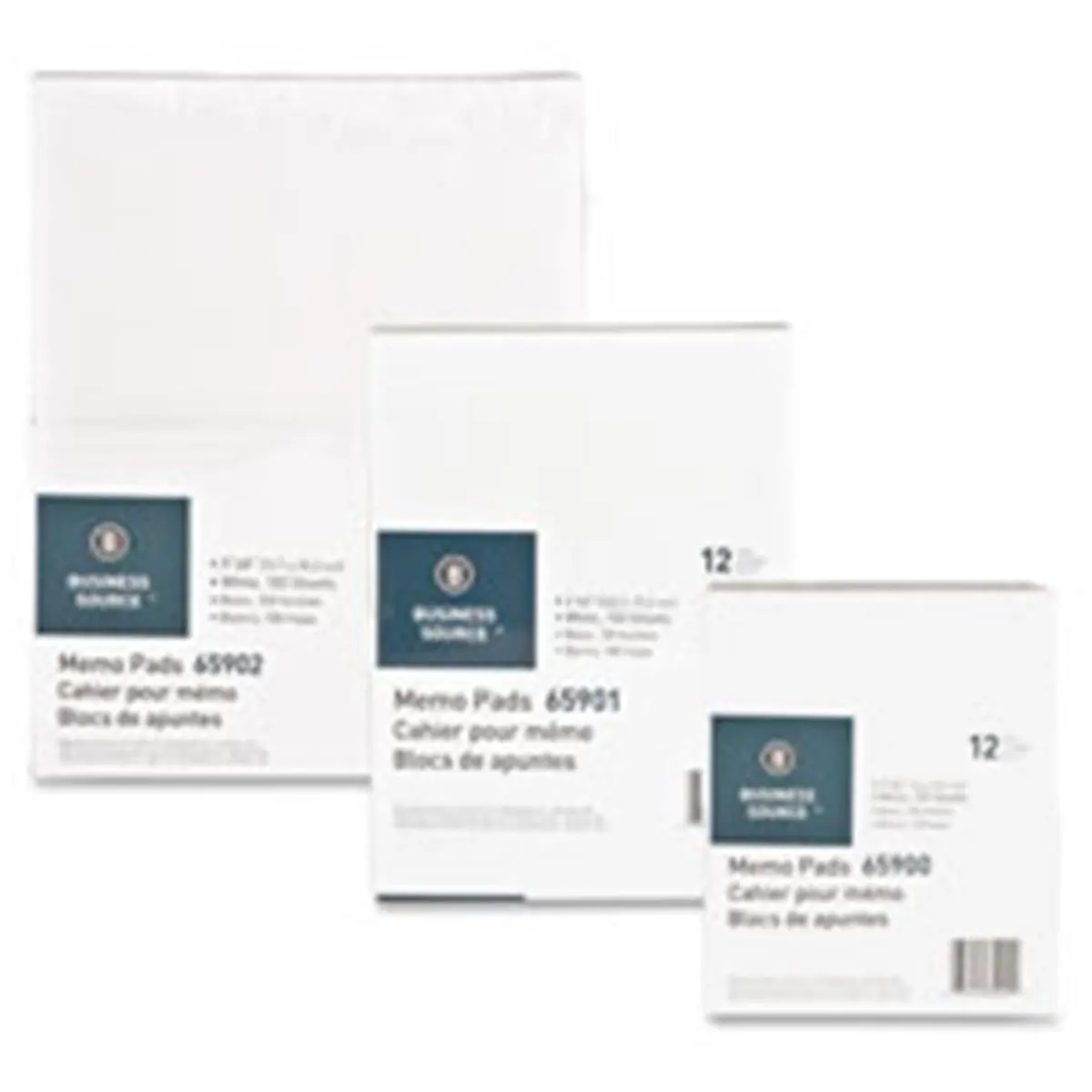 Business Source Memo Pads Writing Supplies, Unruled Plain Surface, 15 lb., 3 in. x 5 in., 100 Sheets, White, Glued Top, Strong Chipboard Backing