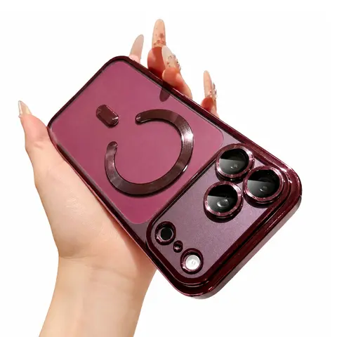 For iPhone 18 Pro Max  17 16,15,14,13,12 MagSafe Case Slim Soft TPU Smartphone Case with Premium Metal Frame, Full Camera Guard, Plating, Never-Yellowing Feature - Shockproof Fit