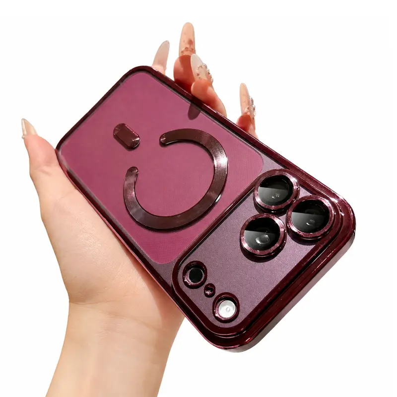For iPhone 18 Pro Max  17 16,15,14,13,12 MagSafe Case Slim Soft TPU Smartphone Case with Premium Metal Frame, Full Camera Guard, Plating, Never-Yellowing Feature - Shockproof Fit