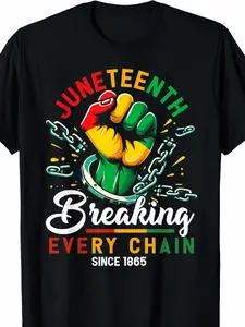 Men's 180g Juneteenth All Over Print T-Shirt 1865 "break Chains" Design, Bright Green & Fist Symbols, African American Freedom Tee, Medium-Stretch Shiny Fabric, Buzzer Beater Tee, Size S, frisco Tshirt