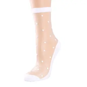 White Polka Dot Sheer Crew Socks