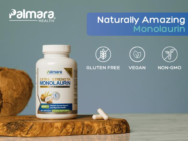 Monolaurin 800mg – Extra Strength Formula for Immune and Digestive Health, 100 Capsules | Palmara Health